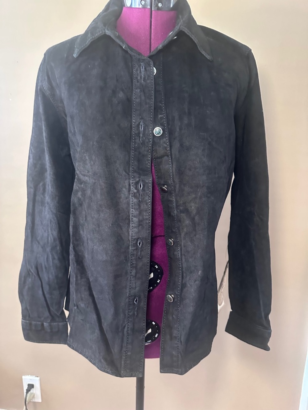 Vintage Skotts Suede Black Shirt/Jacket Button Closure, NWT, Western, Festival